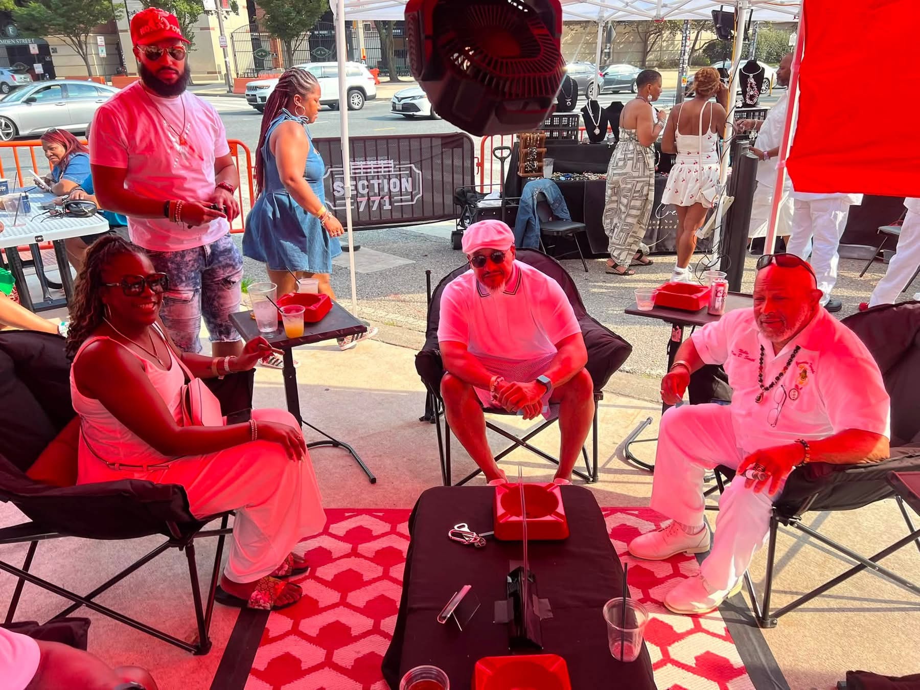 Nobles and guests at the outdoor Summer Sizzle festivities