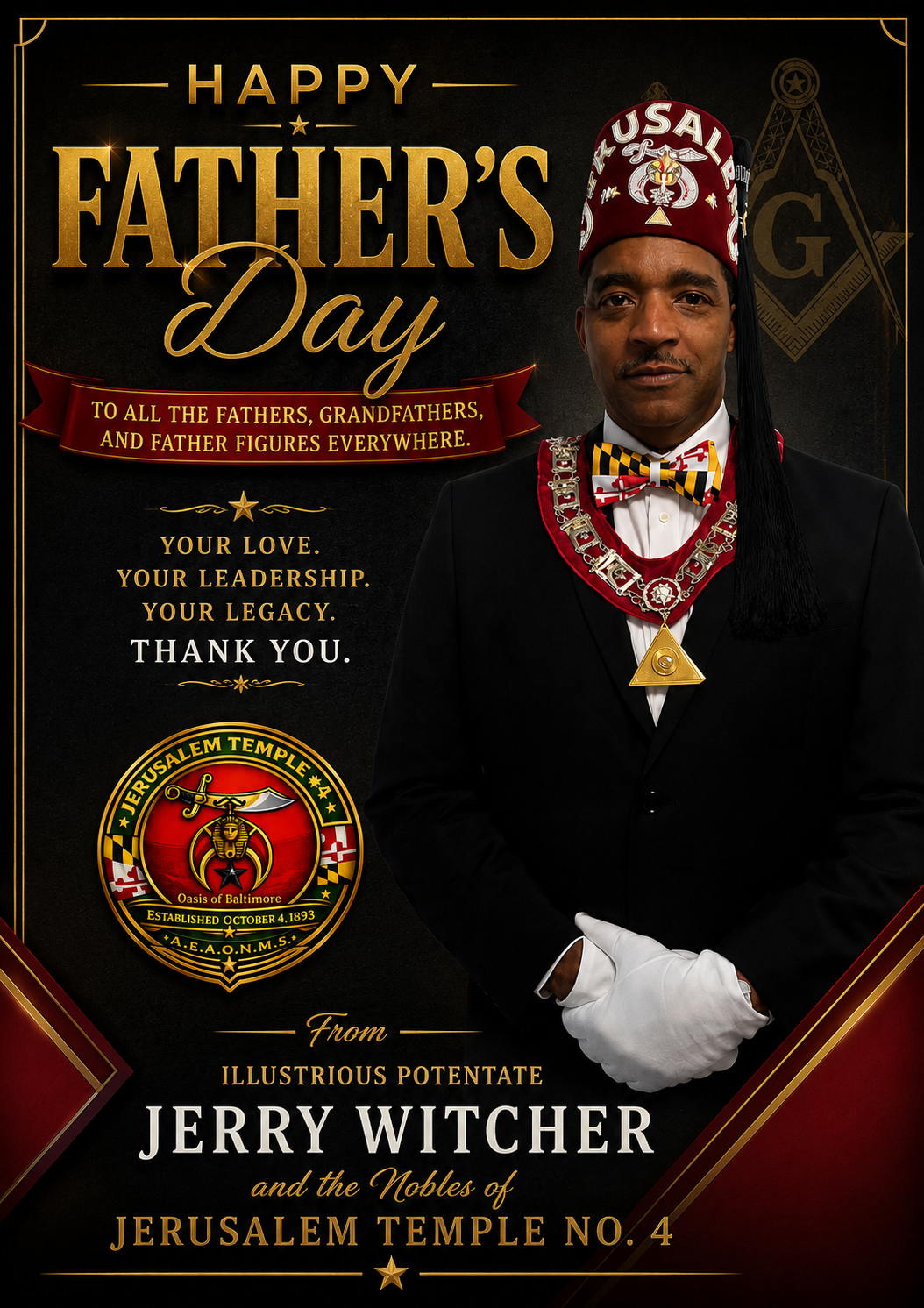 Happy Father's Day from IP Jerry Witcher and the Nobles of Jerusalem Temple No. 4
