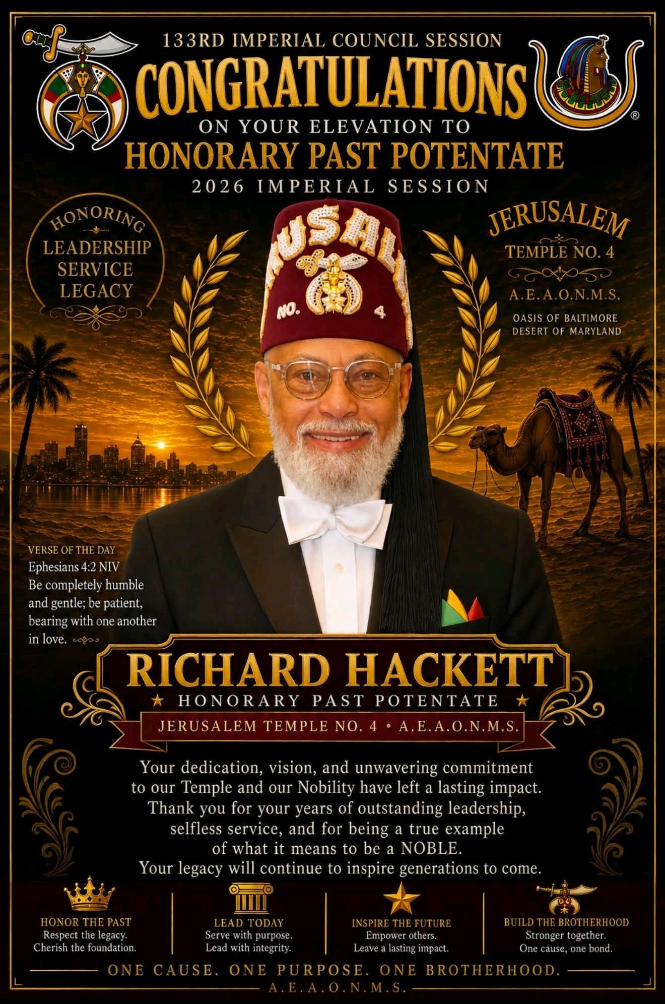 Congratulations to Richard Hackett on His Elevation to Honorary Past Potentate